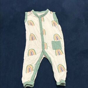 Kyte BABY Rainbow Print One Piece - Cream and Green